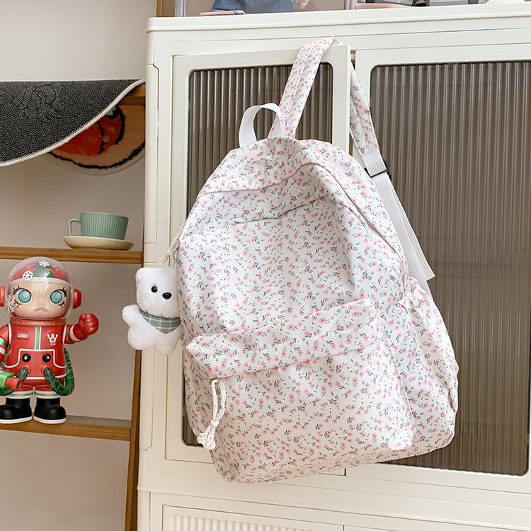 Backpack with Floral Design and Practical Compartments