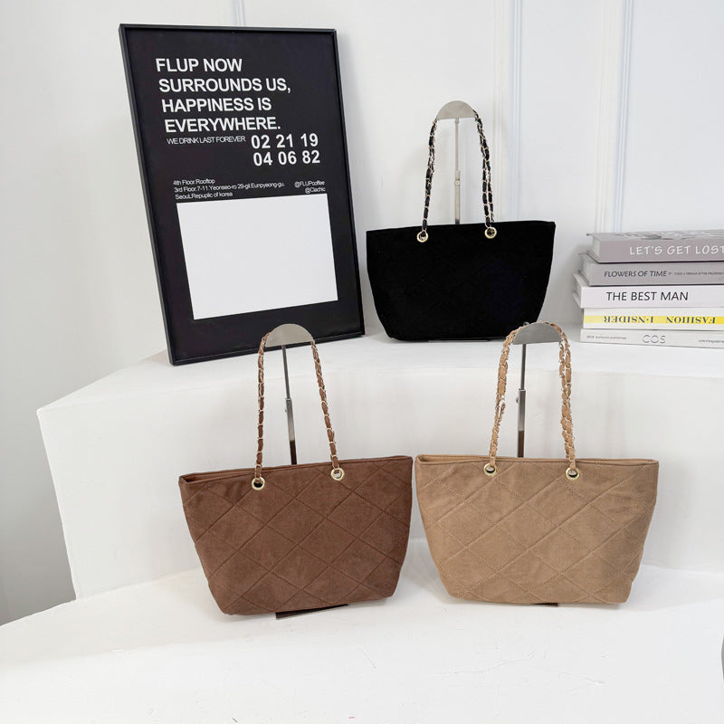 WoQuilted Suede Shopping Tote