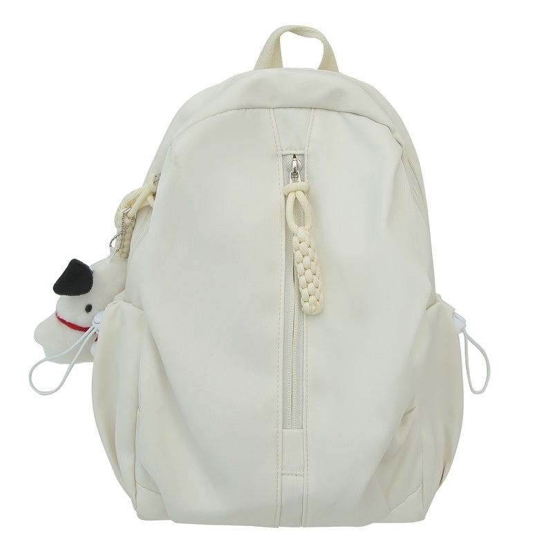 Backpack with Cute Plush Keychain and Practical Storage