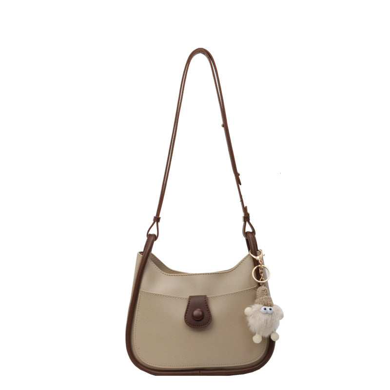 Women's shoulder bag made of high-quality synthetic leather with playful charm-https://detail.1688.com/offer/807384514793.html-Calm Wears-Khaki-Size: One Size-Calm Wears