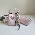 Women's stylish mini bucket bag with removable cosmetic pouch