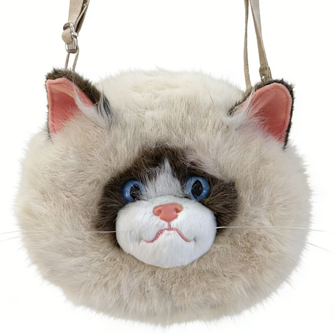 Playful Plush Cat-Themed Crossbody Bag