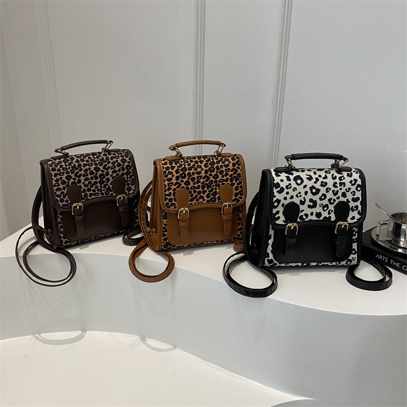 Chic Leopard Print Satchel Crossbody Bag