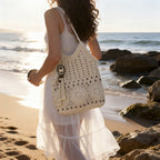 Ladies crocheted shoulder bag with decorative fringes and unique accents-https://detail.1688.com/offer/1016463857877.html-Calm Wears-Khaki-nothing-Calm Wears