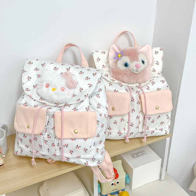 Plush backpack with playful animal motif