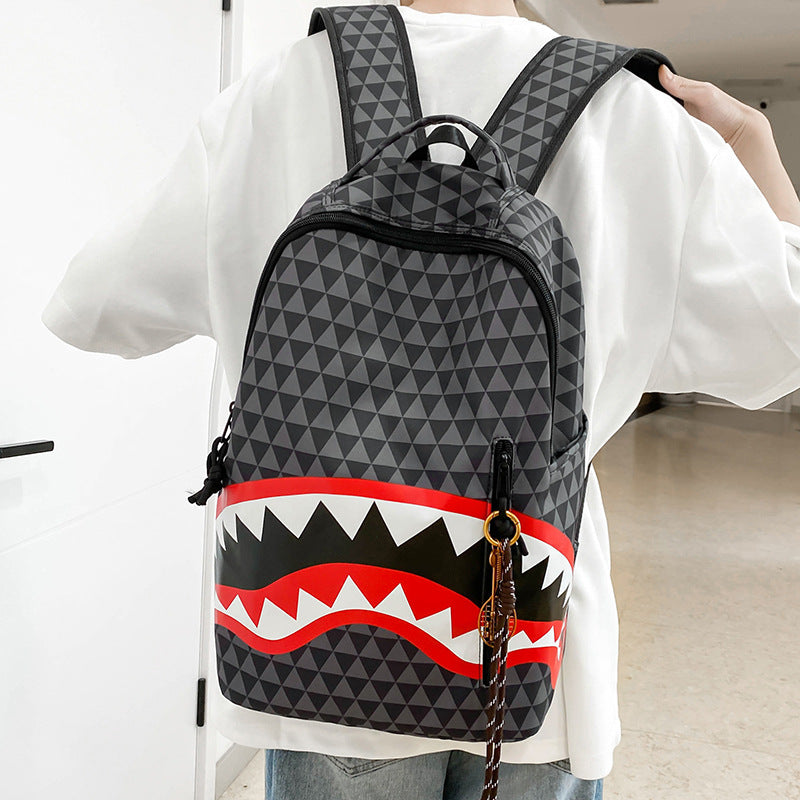 Backpack with Unique Shark Motif-https://detail.1688.com/offer/1057284875541.html-Calm Wears-Black-nan-Calm Wears