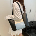 Women's spacious tote bag with elegant color block details-https://detail.1688.com/offer/940166356746.html-Calm Wears-Green-nothing-Calm Wears