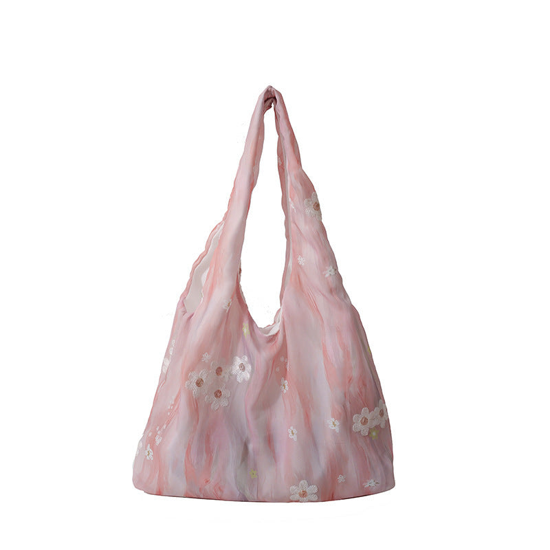 Elegant Floral Printed Shoulder Tote Bag
