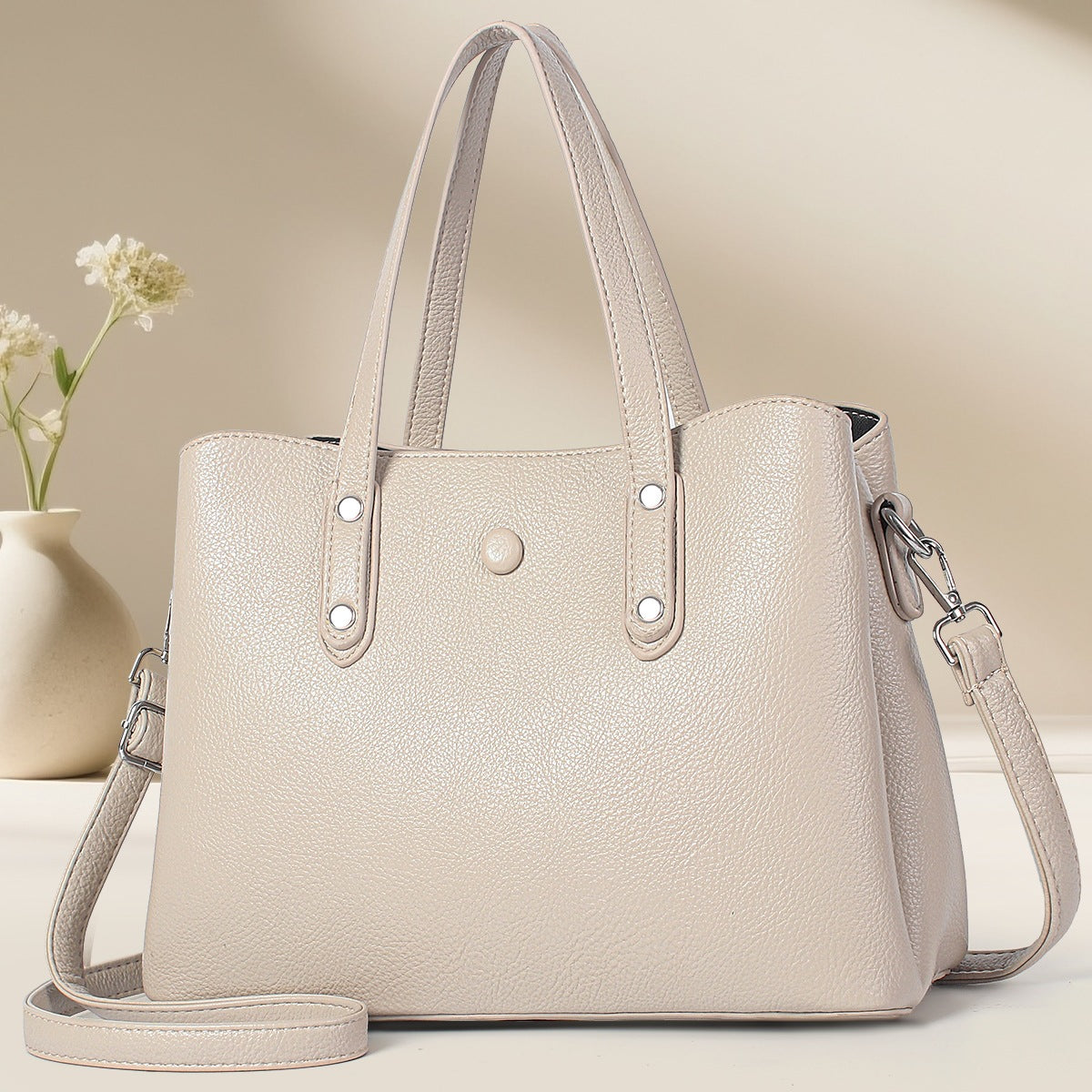 Ladies structured tote bag-https://detail.1688.com/offer/943709788101.html-Calm Wears-Hellkhaki-30-Calm Wears