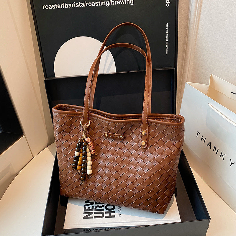 Ladies elegant braided Tote Bag-https://detail.1688.com/offer/964410202280.html-Calm Wears-Braun-Size: Single package without tag-Calm Wears