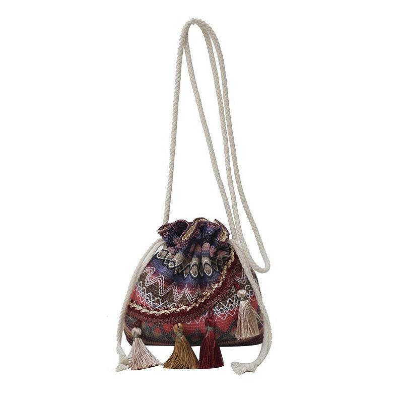 WoBohemian Embroidered Bucket Bag
