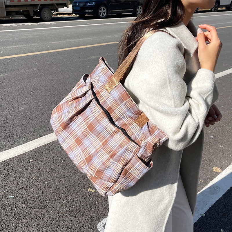 WoSpacious Plaid Utility Tote Bag