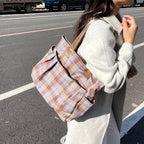 WoSpacious Plaid Utility Tote Bag