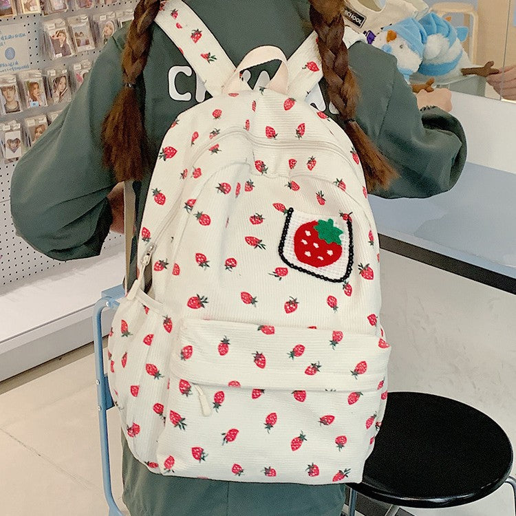 Backpack with Playful Strawberry Design