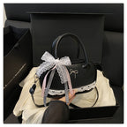 Elegant Lace-Trimmed Bow Handbag