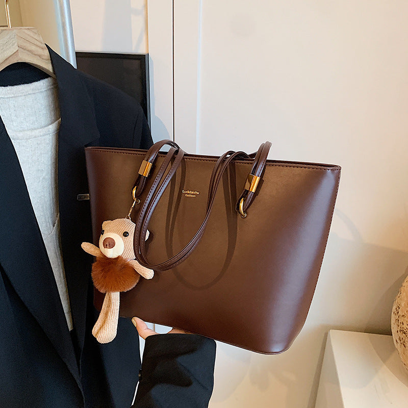 Women's tote bag made of high-quality artificial leather with a charming pendant from-https://detail.1688.com/offer/847109924464.html-Calm Wears-Black-Size: without pendant-Calm Wears