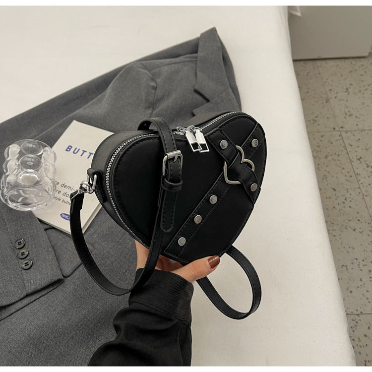 Shoulder bag for - Heart-shaped crossbody bag in eye-catching design with strap closure-Calm Wears-Black-Calm Wears
