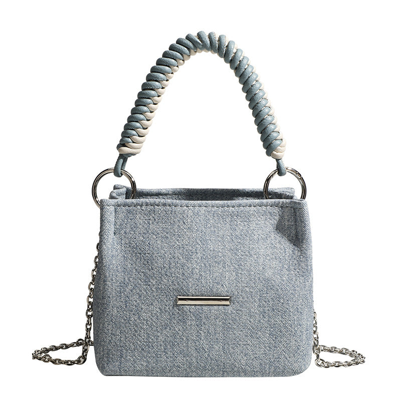 Women's Denim Mini Handbag with Elegant Chain Strap