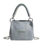 Women's Denim Mini Handbag with Elegant Chain Strap
