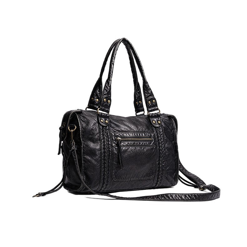 Distressed Leather Satchel Bag