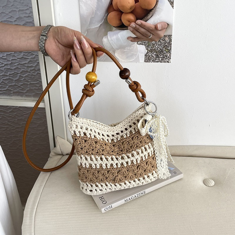 Women crocheted shoulder bag with decorative details-https://detail.1688.com/offer/1052324400056.html-Calm Wears-Khaki-nothing-Calm Wears