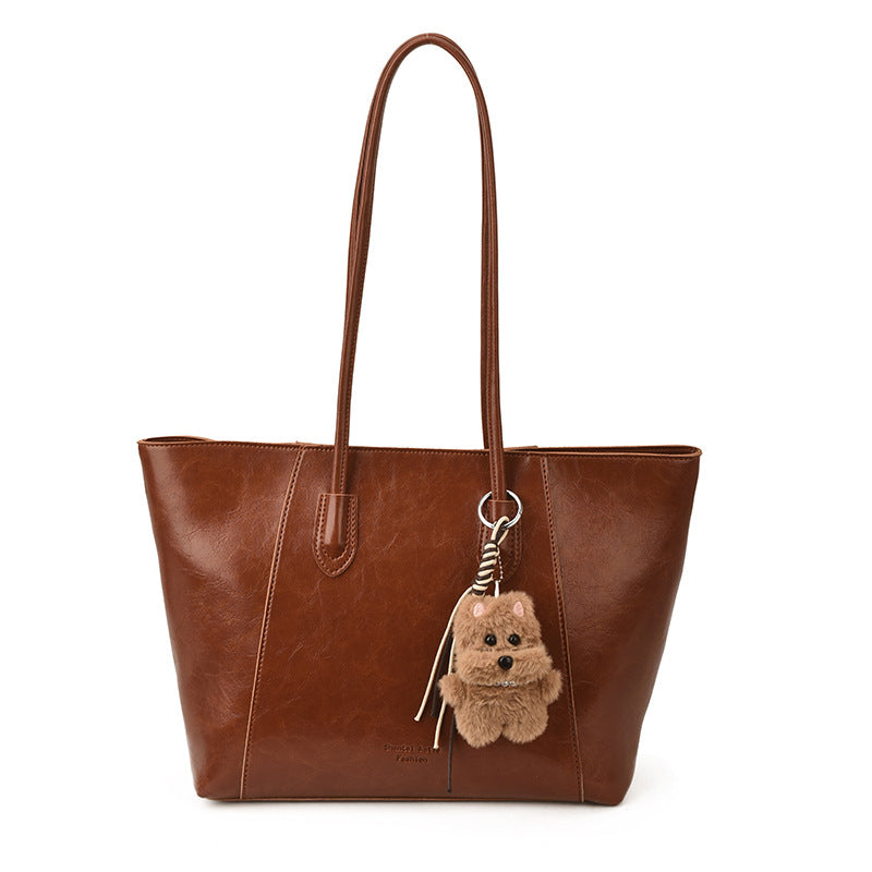 Women’s tote bag with high-quality faux leather and practical interior-https://detail.1688.com/offer/999454802196.html-Calm Wears-Braun-Size: With pendant-Calm Wears