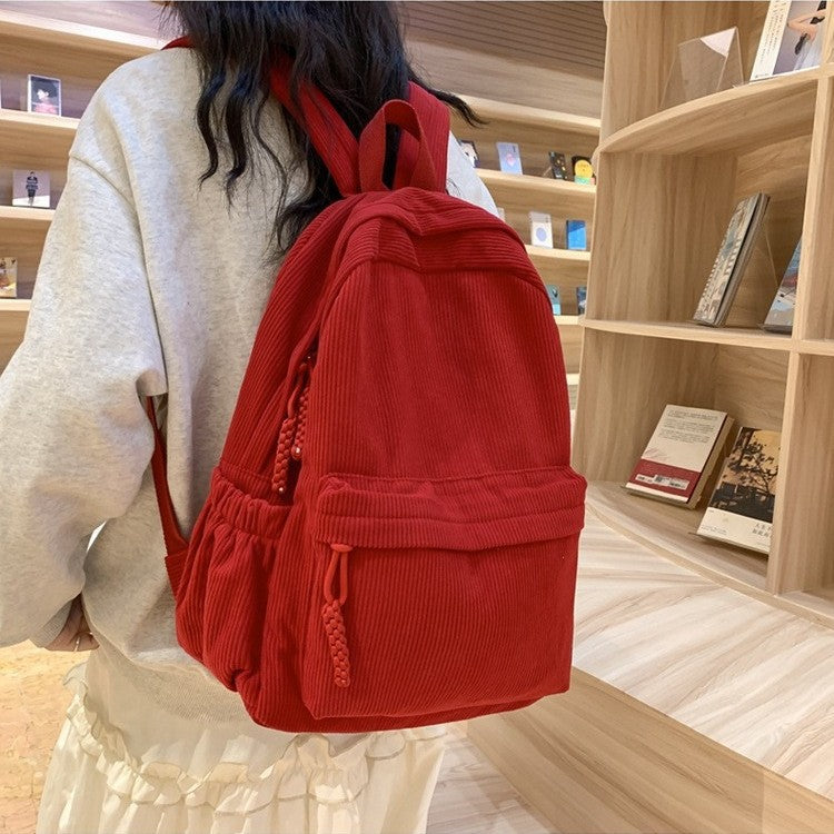 Cord Backpack with Versatile Compartments and Ergonomic Design