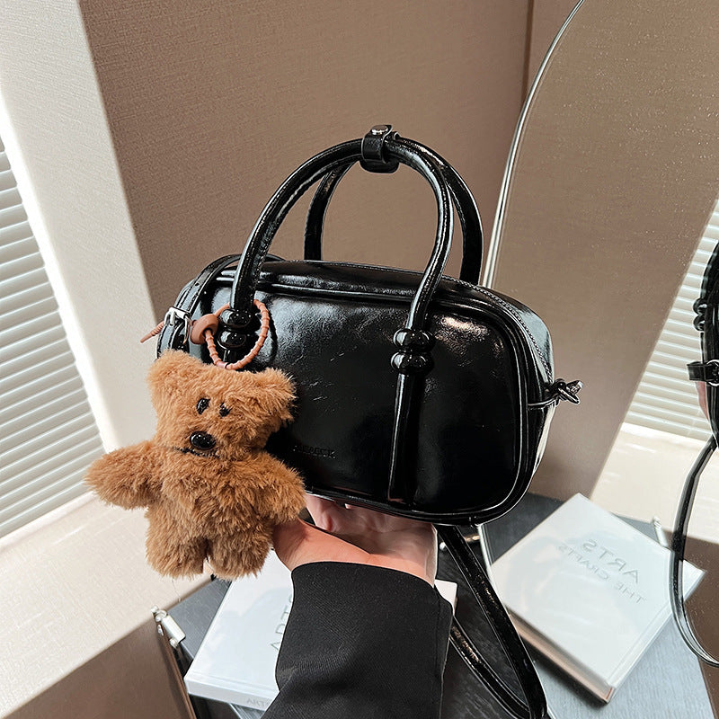 Women's Mini Handbag with Charming Bear Pendant