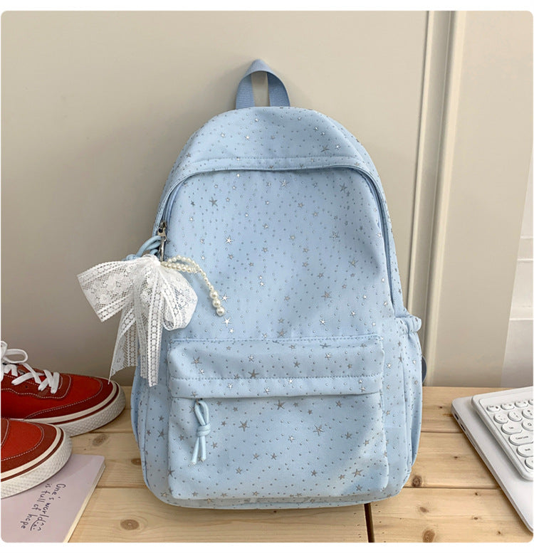 Stylish Star-Print Casual School Backpack-https://detail.1688.com/offer/1038216755540.html-Calm Wears-Blue-Calm Wears
