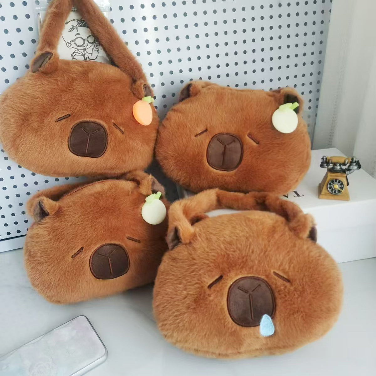 Plush Shoulder Bag with Cute Animal Motif