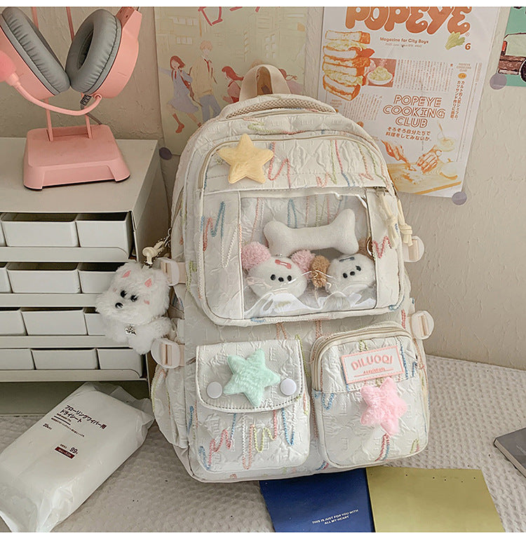 Trendy Multi-Functional School Backpack-https://detail.1688.com/offer/1058907120989.html-Calm Wears-White-Calm Wears