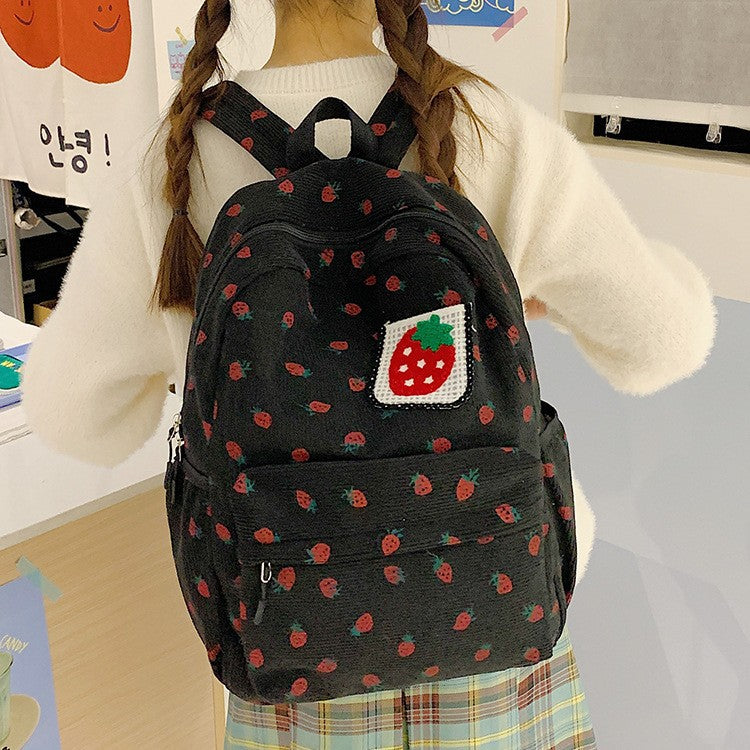 Backpack with Playful Strawberry Design