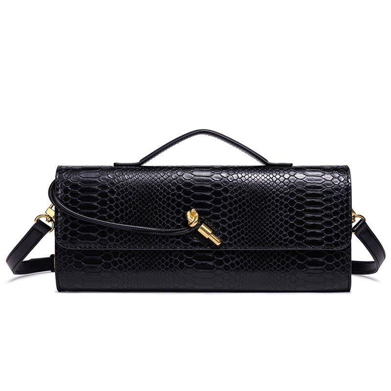 Embossed Snake Print Evening Clutch