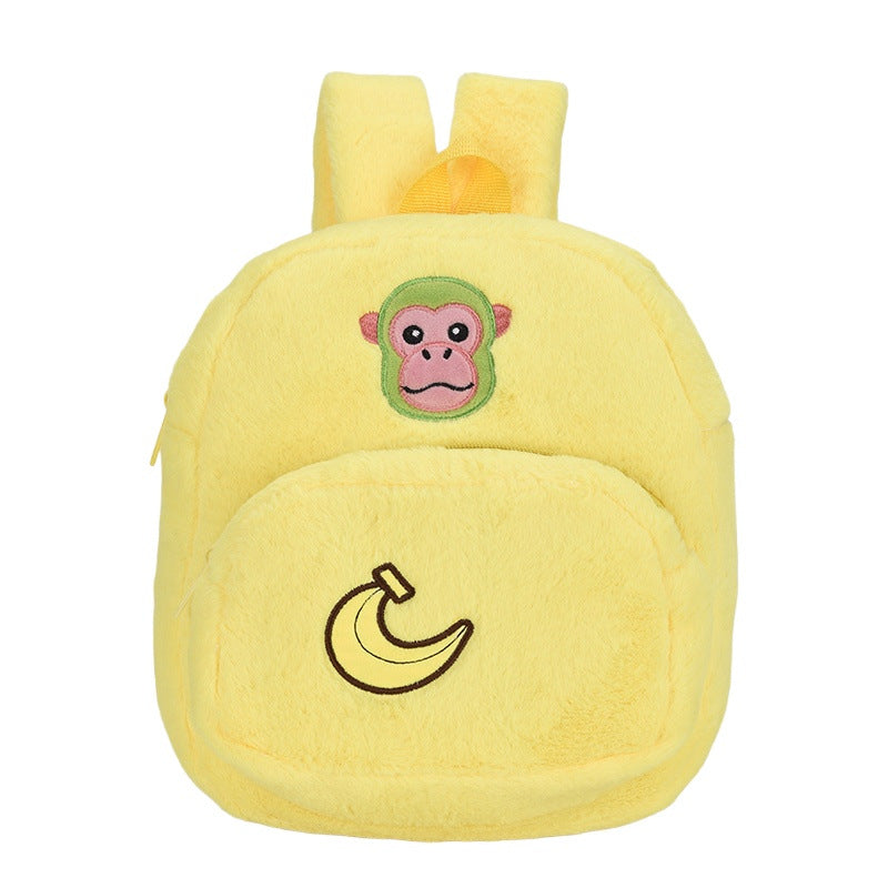 Plush children's backpack with cute monkey design