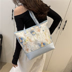 Artistic Floral Embroidered Tote Bag