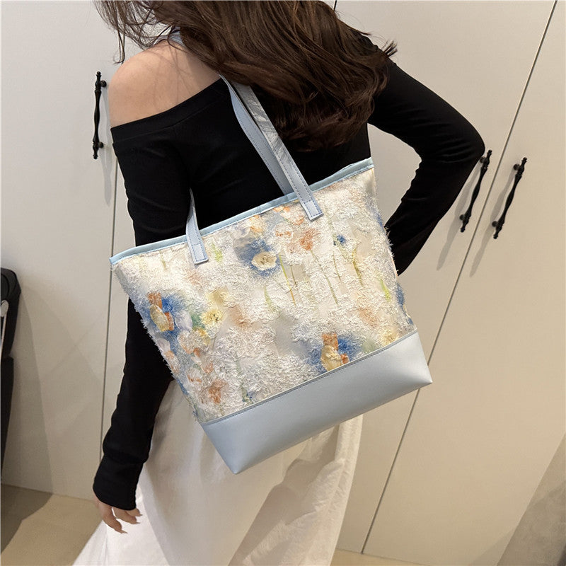 Artistic Floral Embroidered Tote Bag