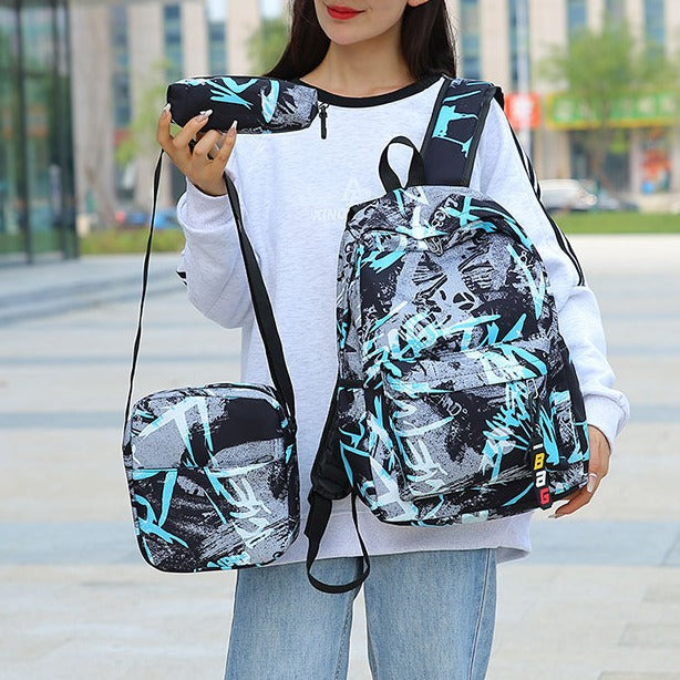 Backpack set with practical shoulder bag and pencil case
