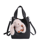 Women's mini handbag with detachable plush charm