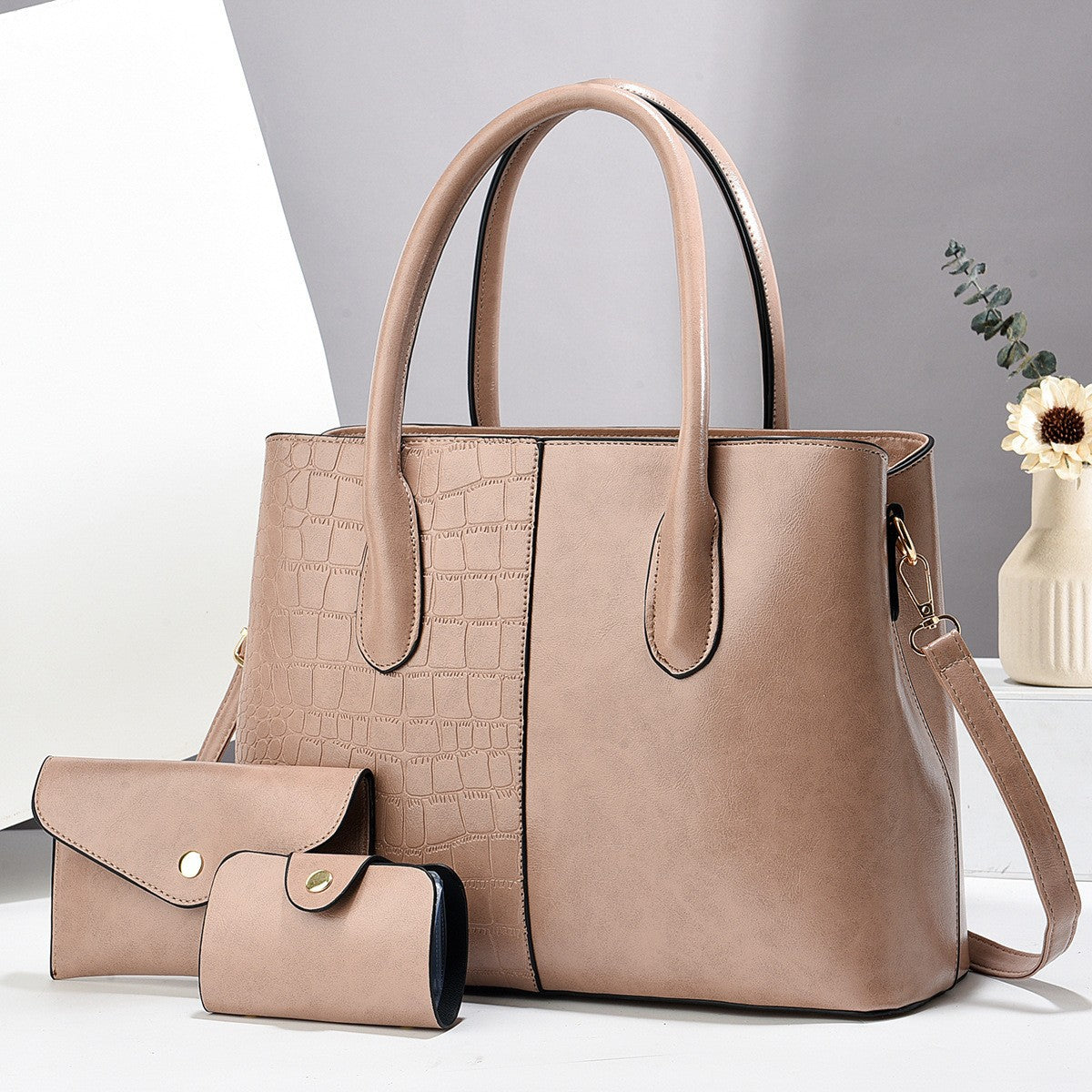 Women's tote bag with removable accessories-https://detail.1688.com/offer/1037927878258.html-Calm Wears-Khaki-3351323-Calm Wears