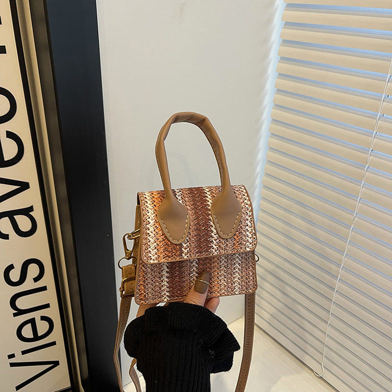 Women's mini bag with woven design and detachable shoulder strap-https://detail.1688.com/offer/1026975687833.html-Calm Wears-Khaki-nothing-Calm Wears