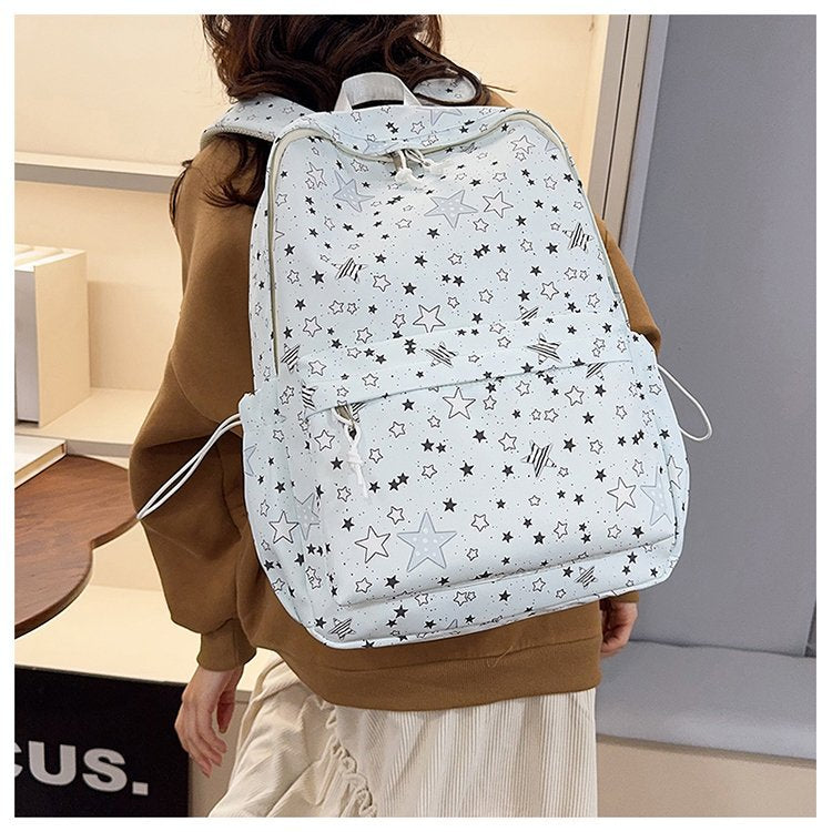 Backpack with Sparkling Star Motif and Charming Pendant