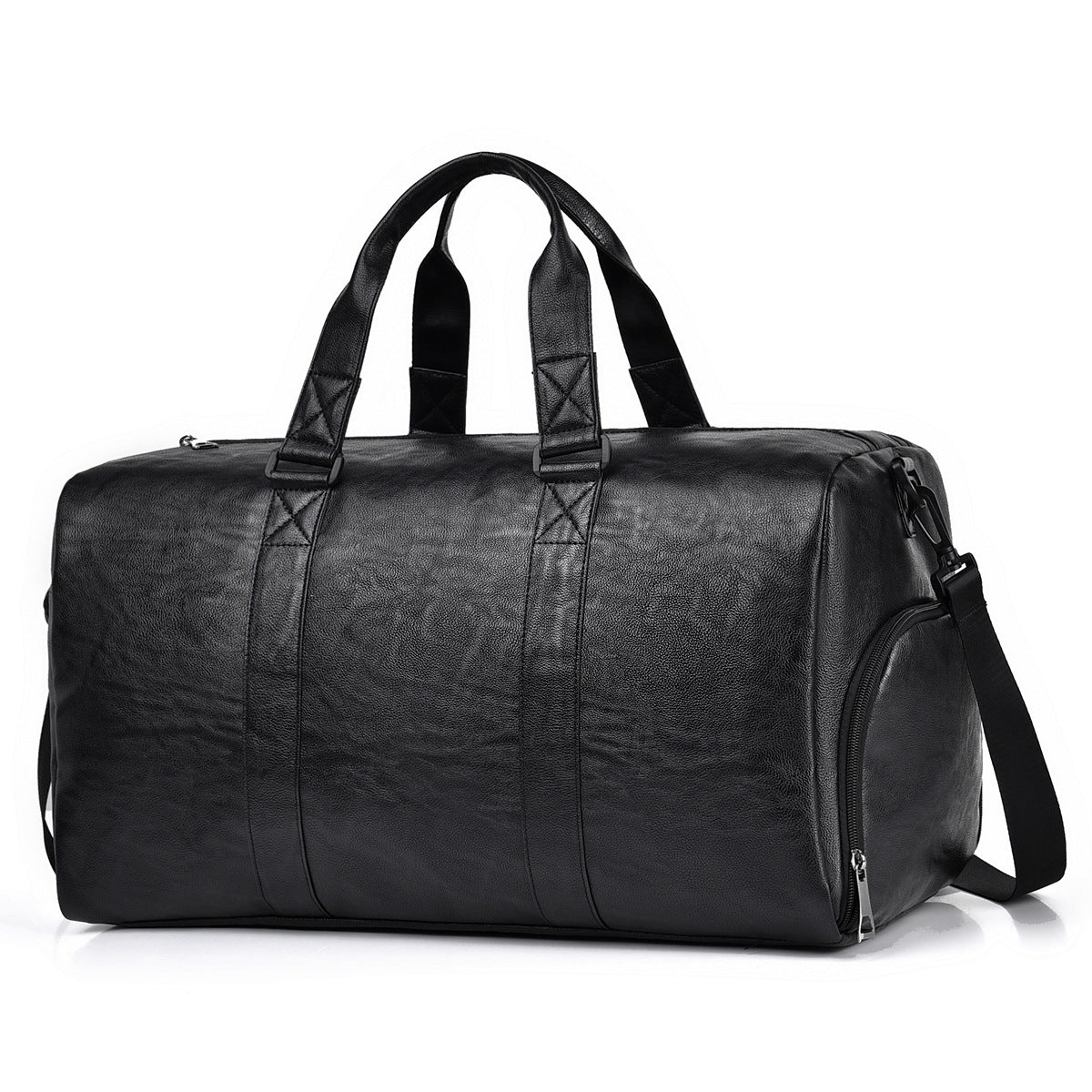 Travel bag made of high-quality leather with robust carrying handles