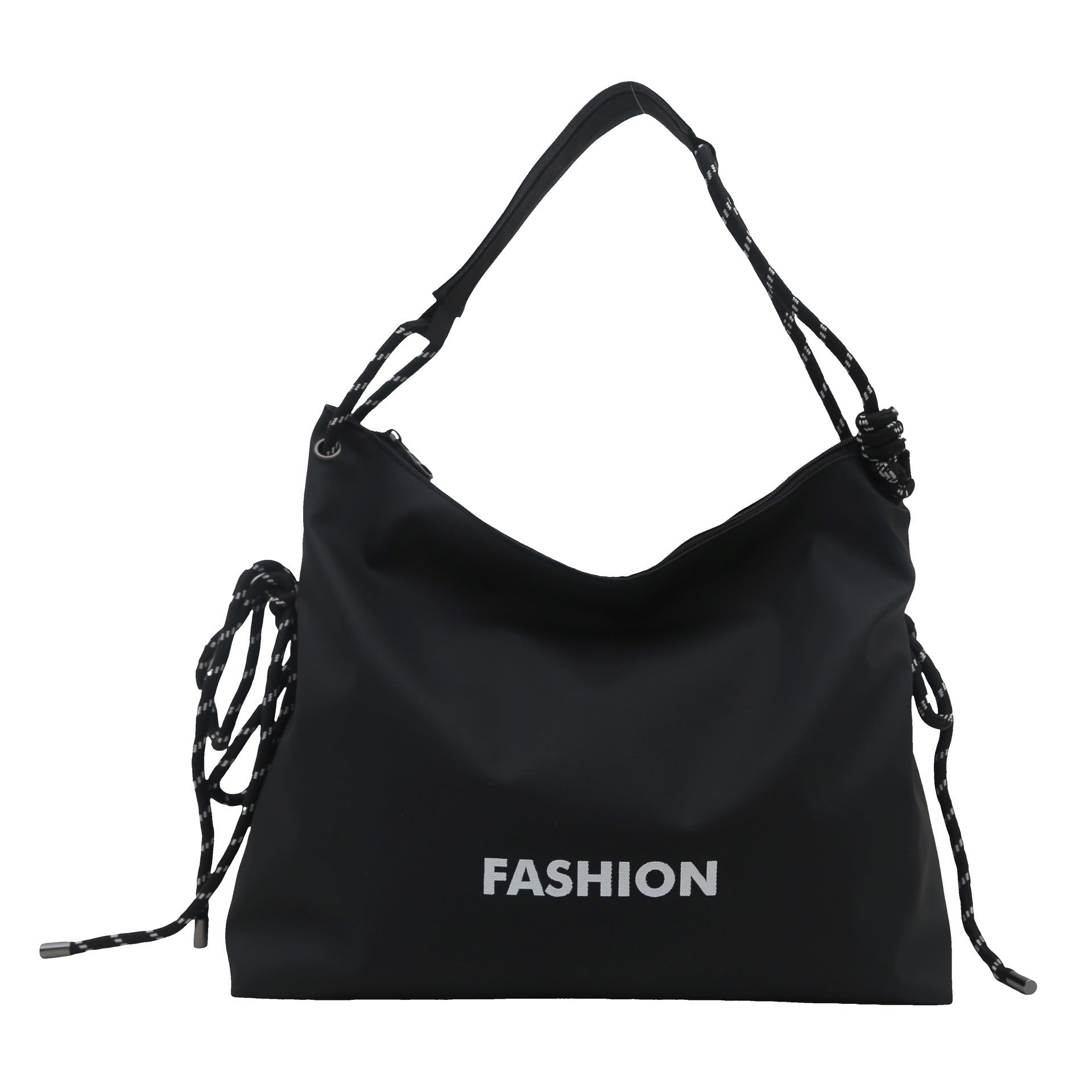 Women's stylish tote bag with braided drawstring-https://detail.1688.com/offer/1000595089868.html-Calm Wears-Black-nothing-Calm Wears