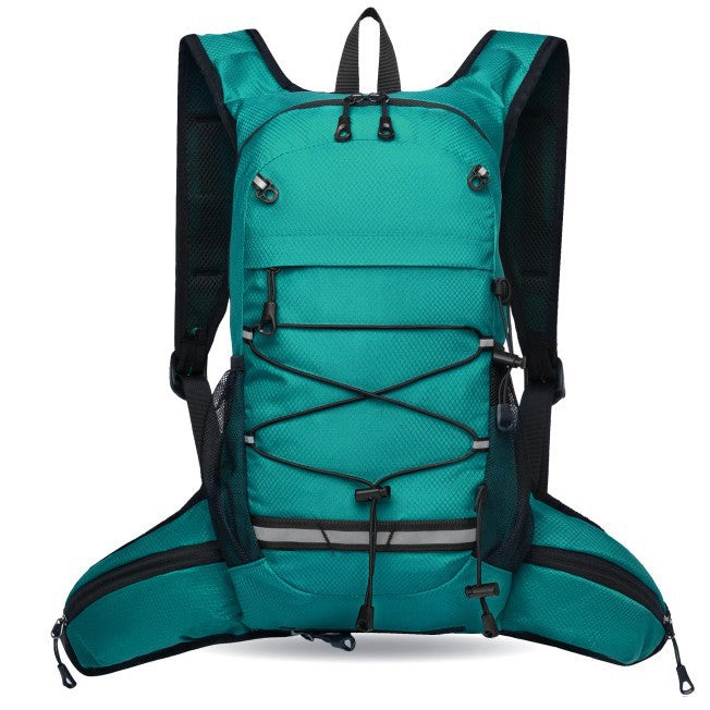 Sporty backpack with breathable mesh inserts and elastic carrying straps