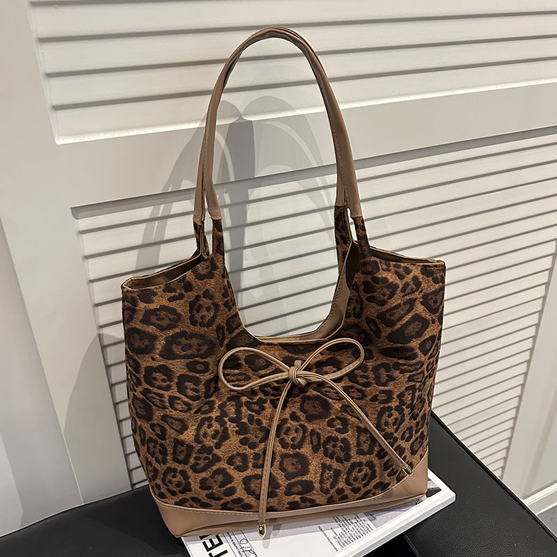 Women's tote bag with stylish leopard pattern and adjustable drawstring-https://detail.1688.com/offer/993474296938.html-Calm Wears-Khaki-nothing-Calm Wears