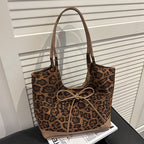 Women's tote bag with stylish leopard pattern and adjustable drawstring-https://detail.1688.com/offer/993474296938.html-Calm Wears-Khaki-nothing-Calm Wears