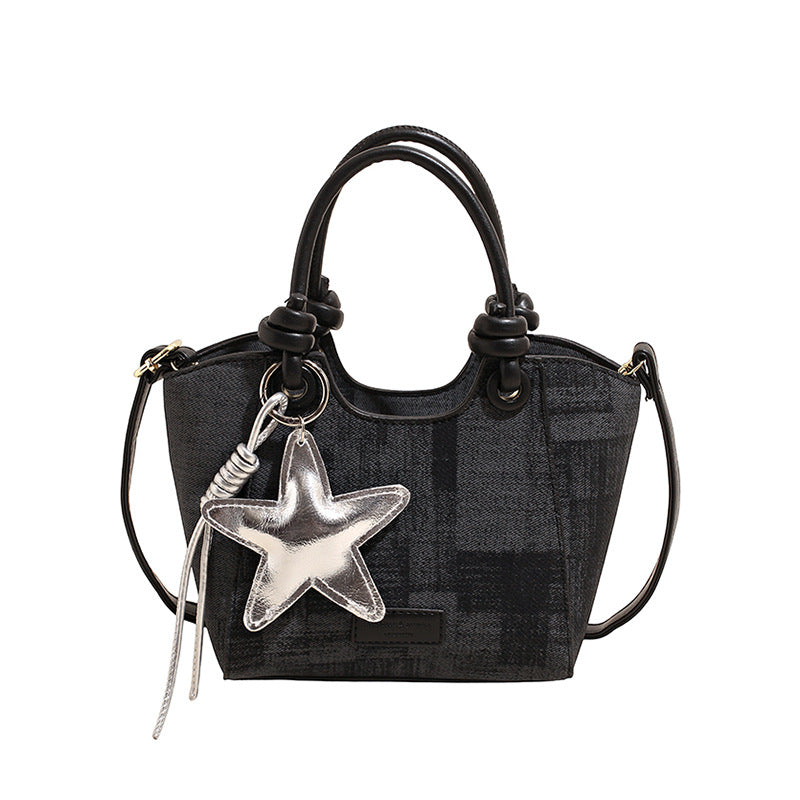 Women's Mini Handbag with Fashionable Star Keychain-https://detail.1688.com/offer/1027663352509.html-Calm Wears-Black-Size: without pendant-Calm Wears