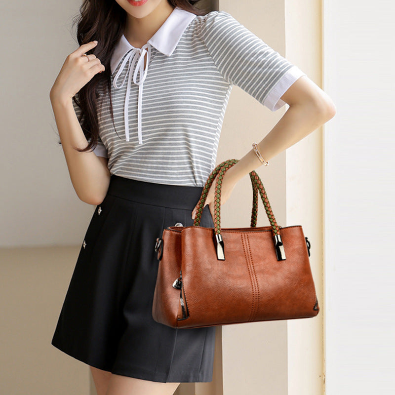 Elegant Braided Handle Handbag