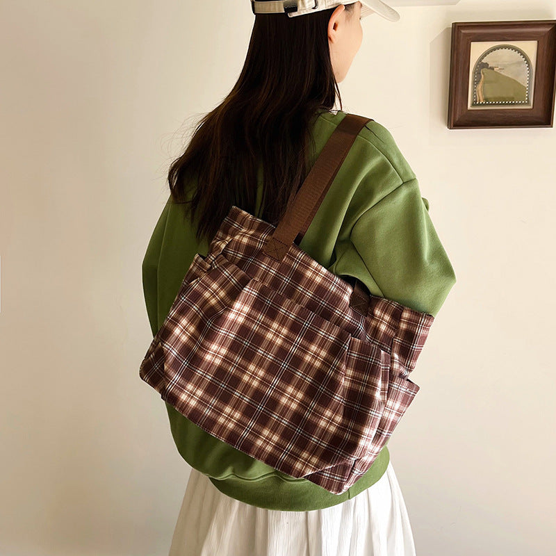 WoSpacious Plaid Utility Tote Bag