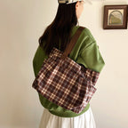 WoSpacious Plaid Utility Tote Bag